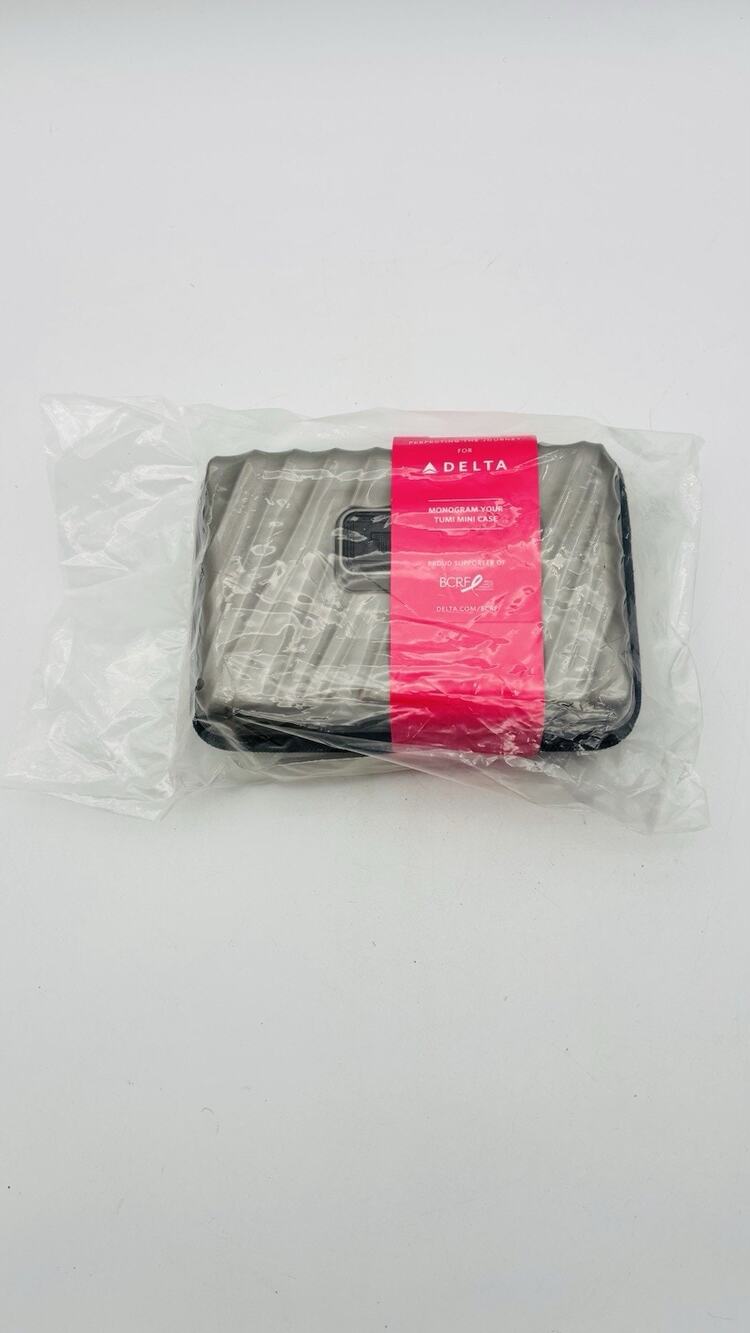NIP Delta One Amenity Kit - TUMI Hard Shell Grey - Monogram-able Sealed*